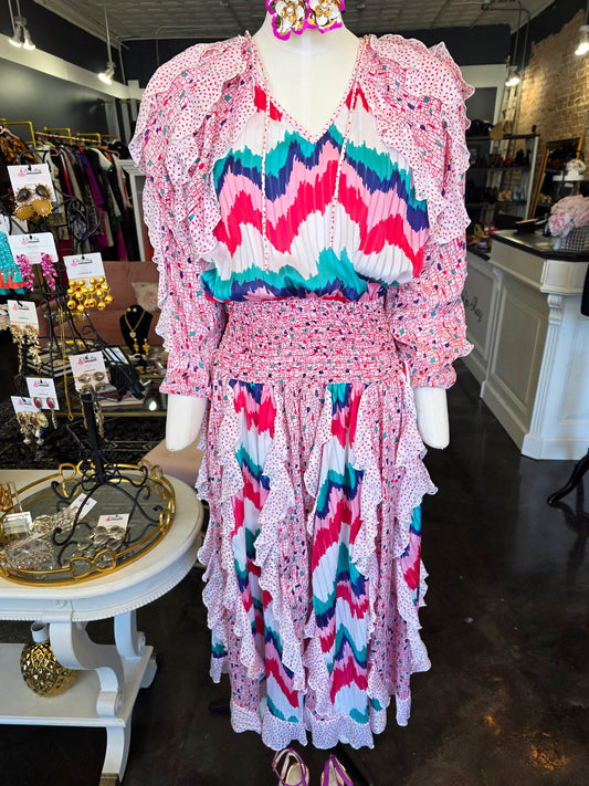 Judi Michael Colorful Printed Dress