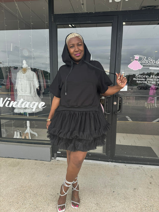 Maven Hooded Tulle Sweatshirt