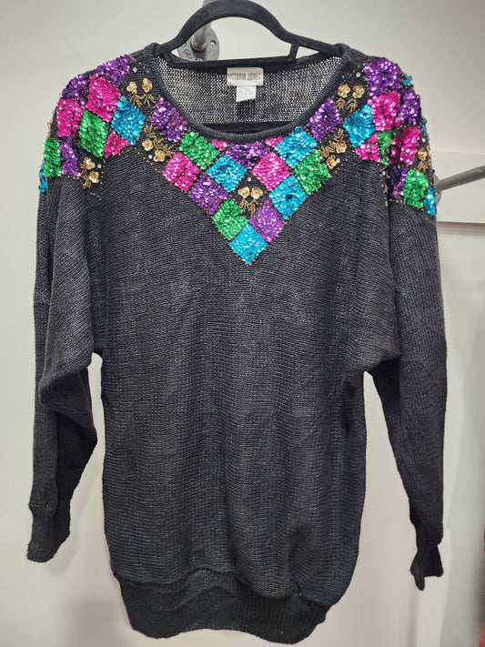 Vintage Victoria Jones sequin Sweater Med