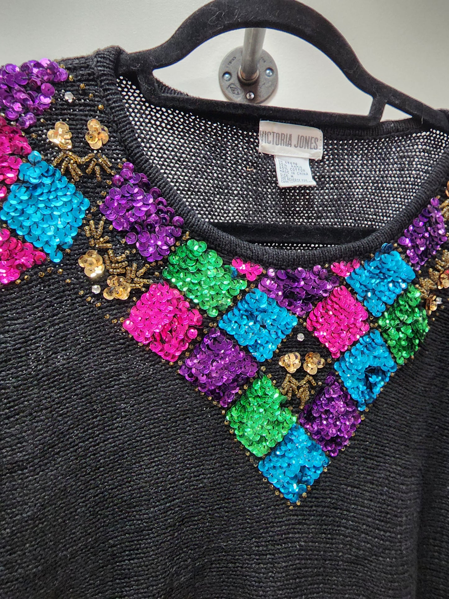 Vintage Victoria Jones sequin Sweater Med