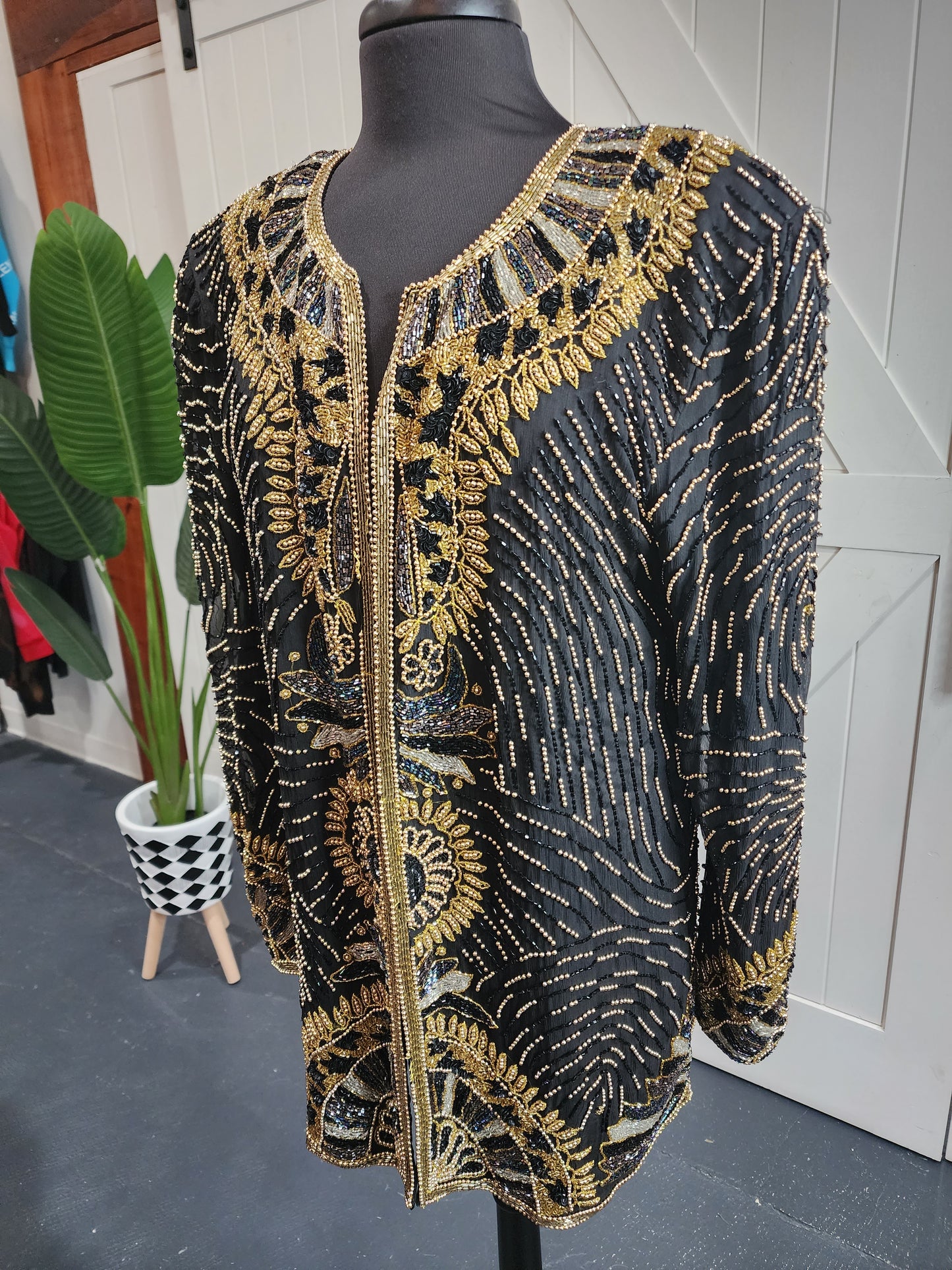 Tan Choo Vintage Beaded Jacket Lg