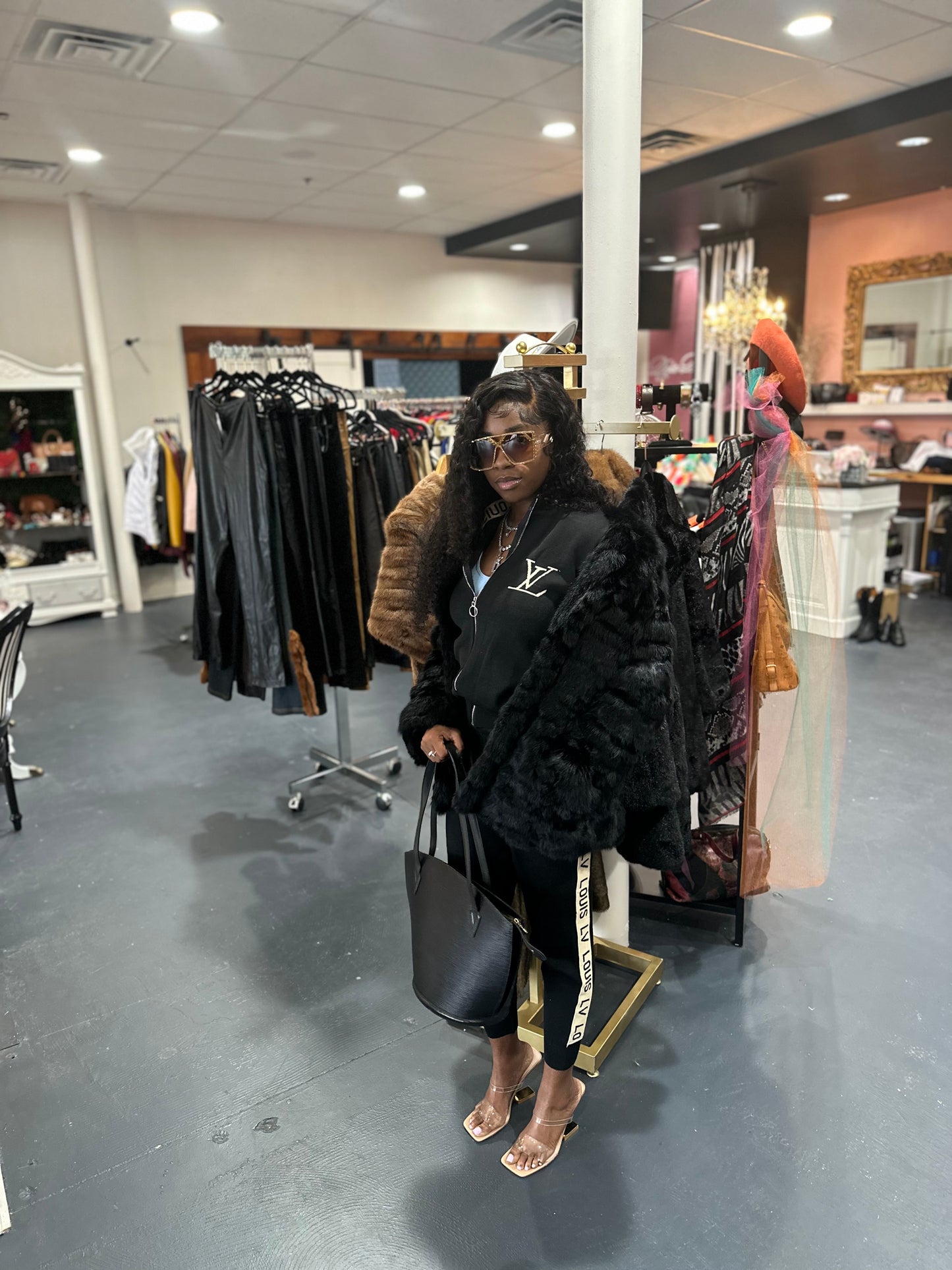 Vintage Black Rabbit Fur Small