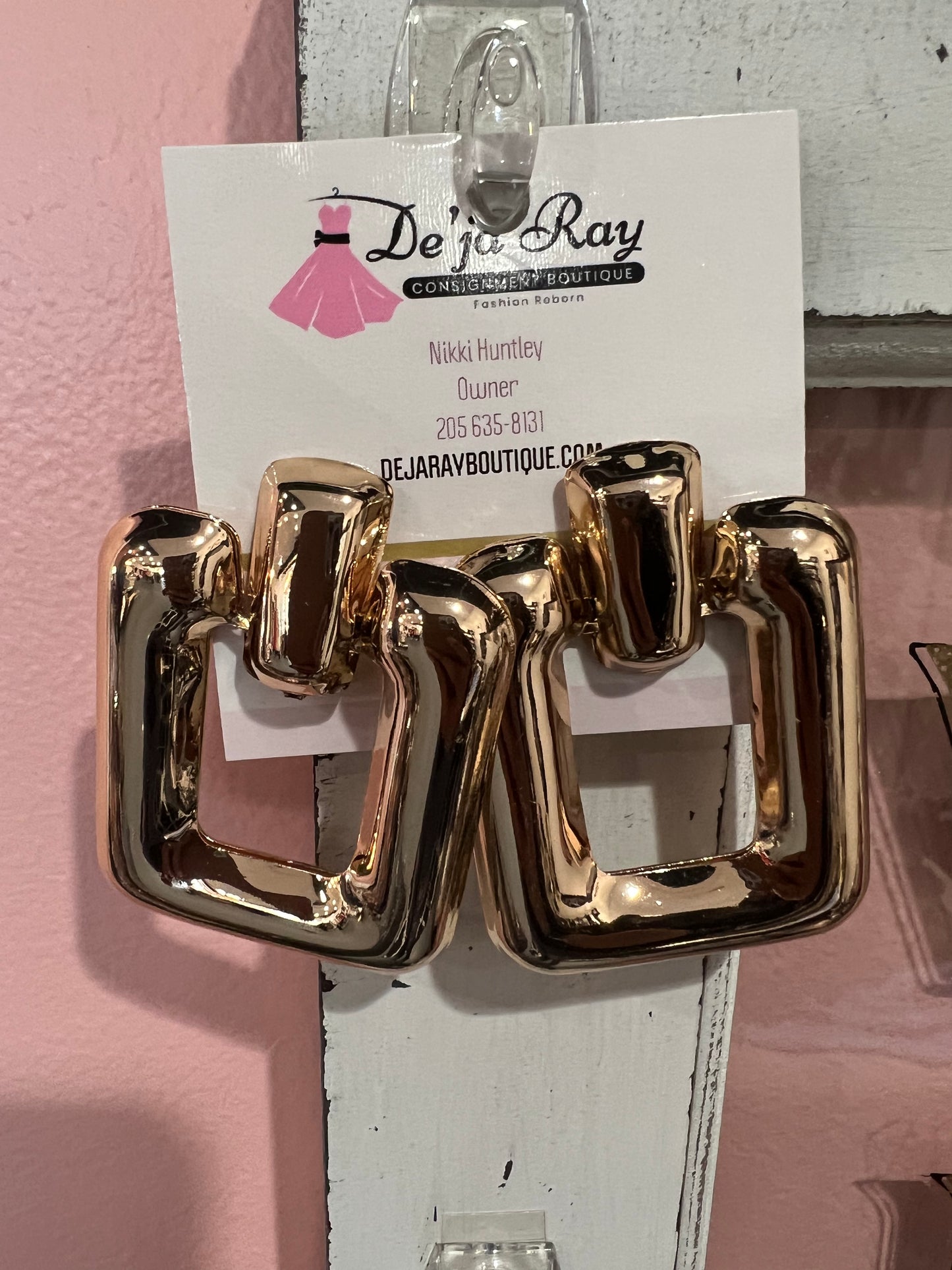Gold door knocker earrings