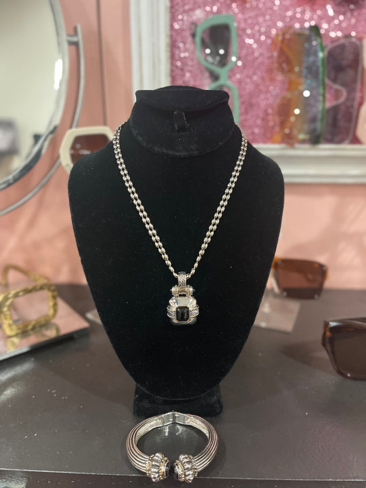 Silver Ball Chain w/Pendant and Bracelet