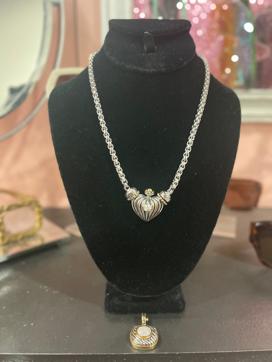 Silver Box chain with two Interchangeable Pendants