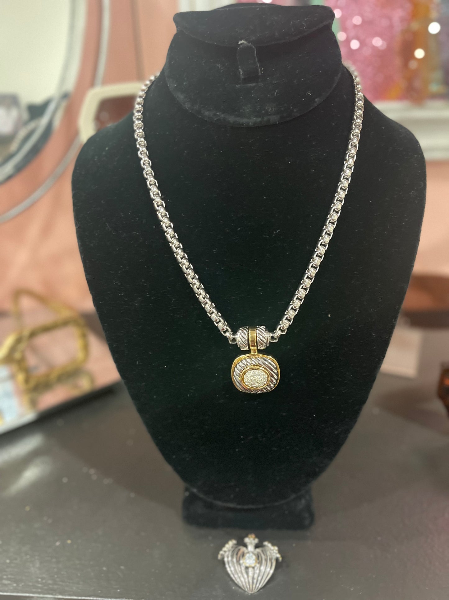 Silver Box chain with two Interchangeable Pendants