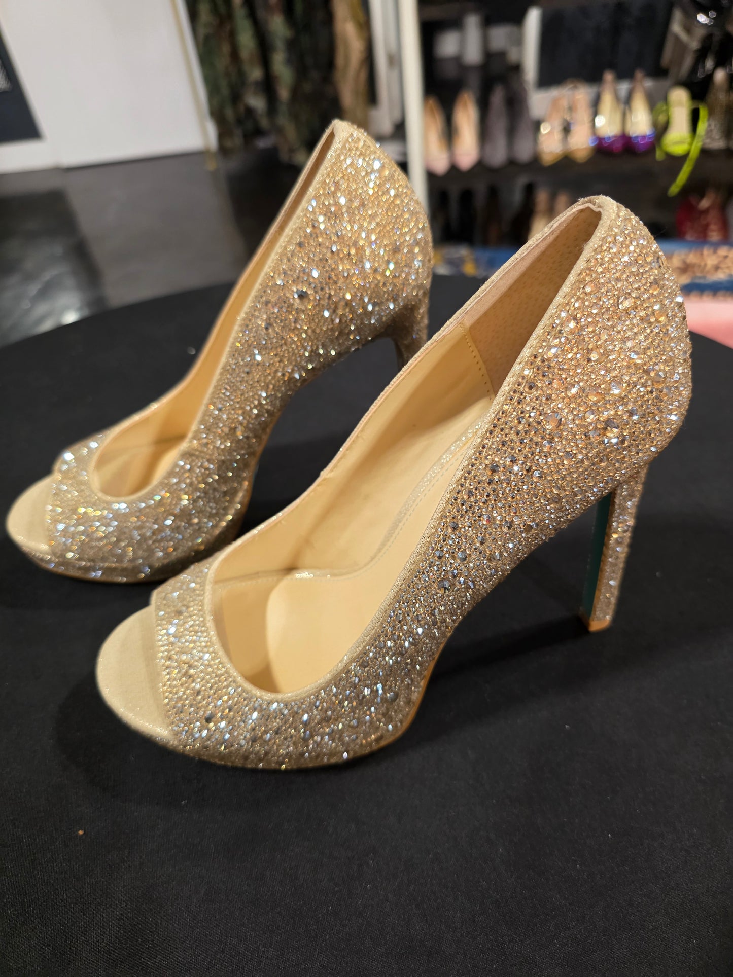 Betsy Johnson Iridescent Rhinestone Heels