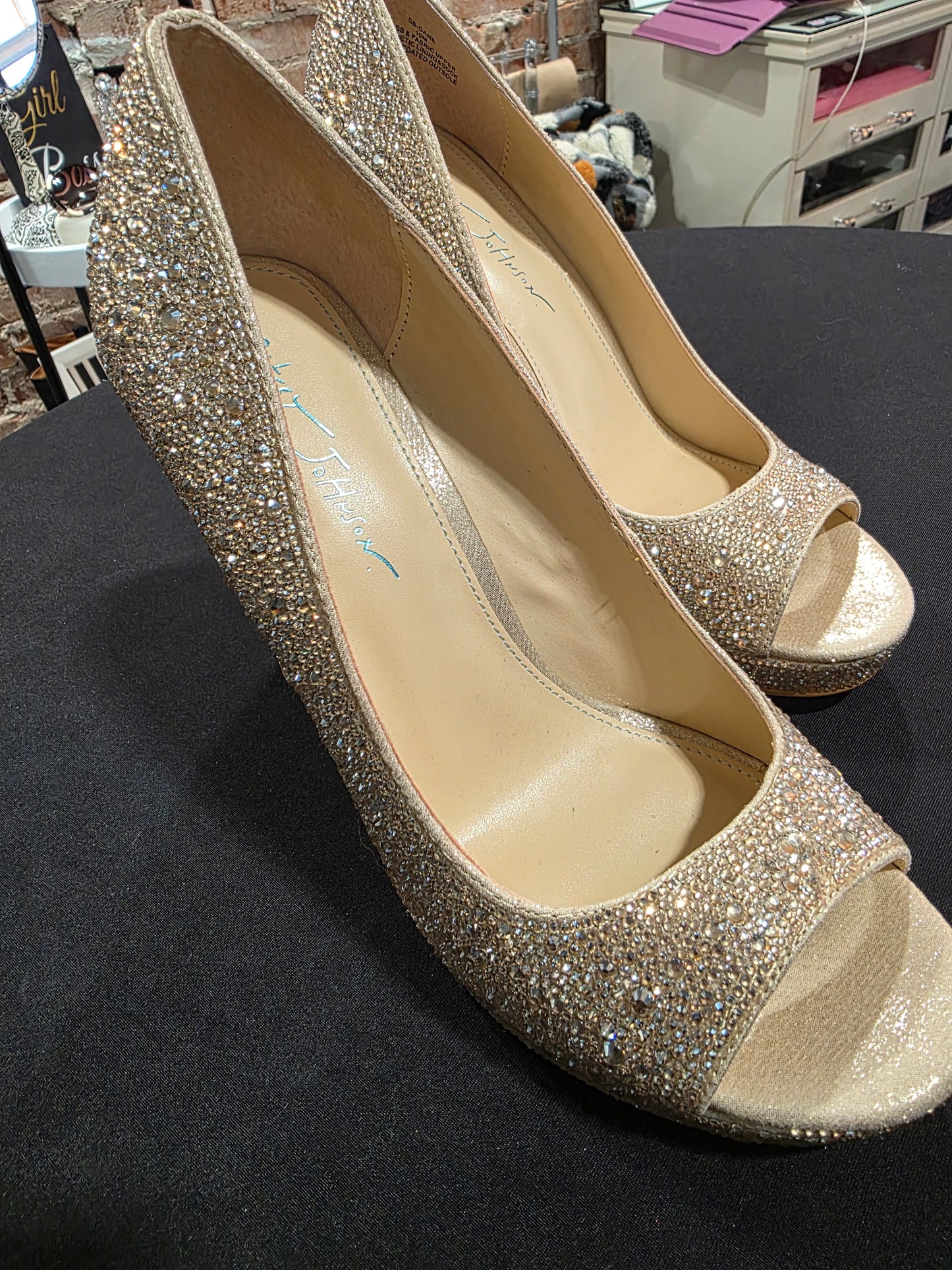 Betsy Johnson Iridescent Rhinestone Heels