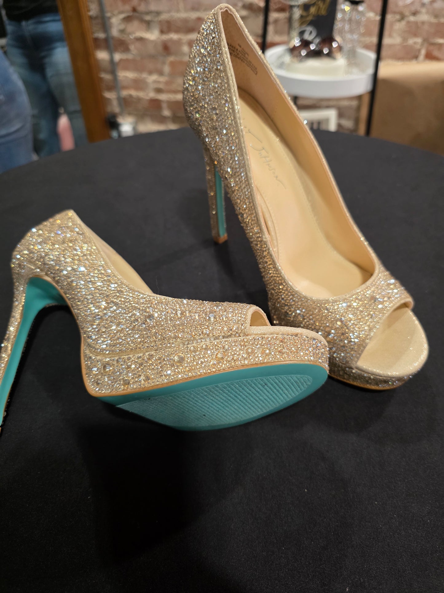 Betsy Johnson Iridescent Rhinestone Heels