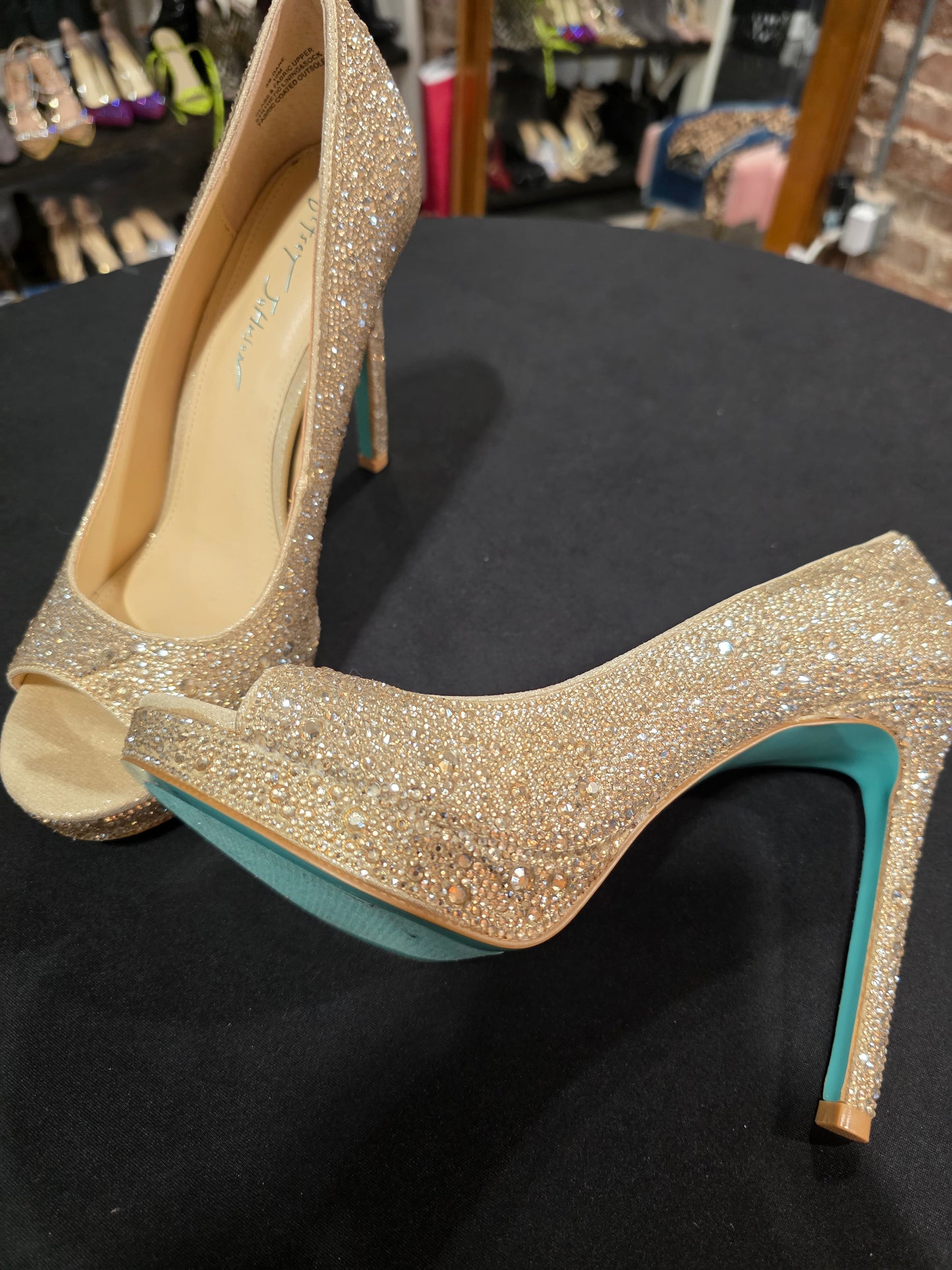 Betsy Johnson Iridescent Rhinestone Heels