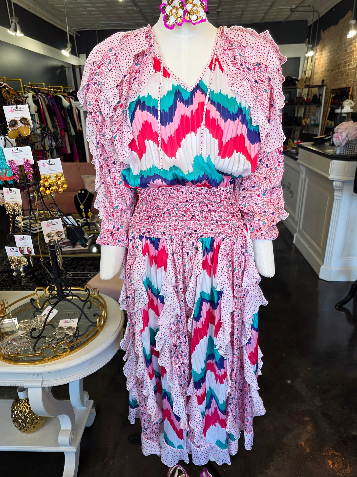 Judi Michael Colorful Printed Dress