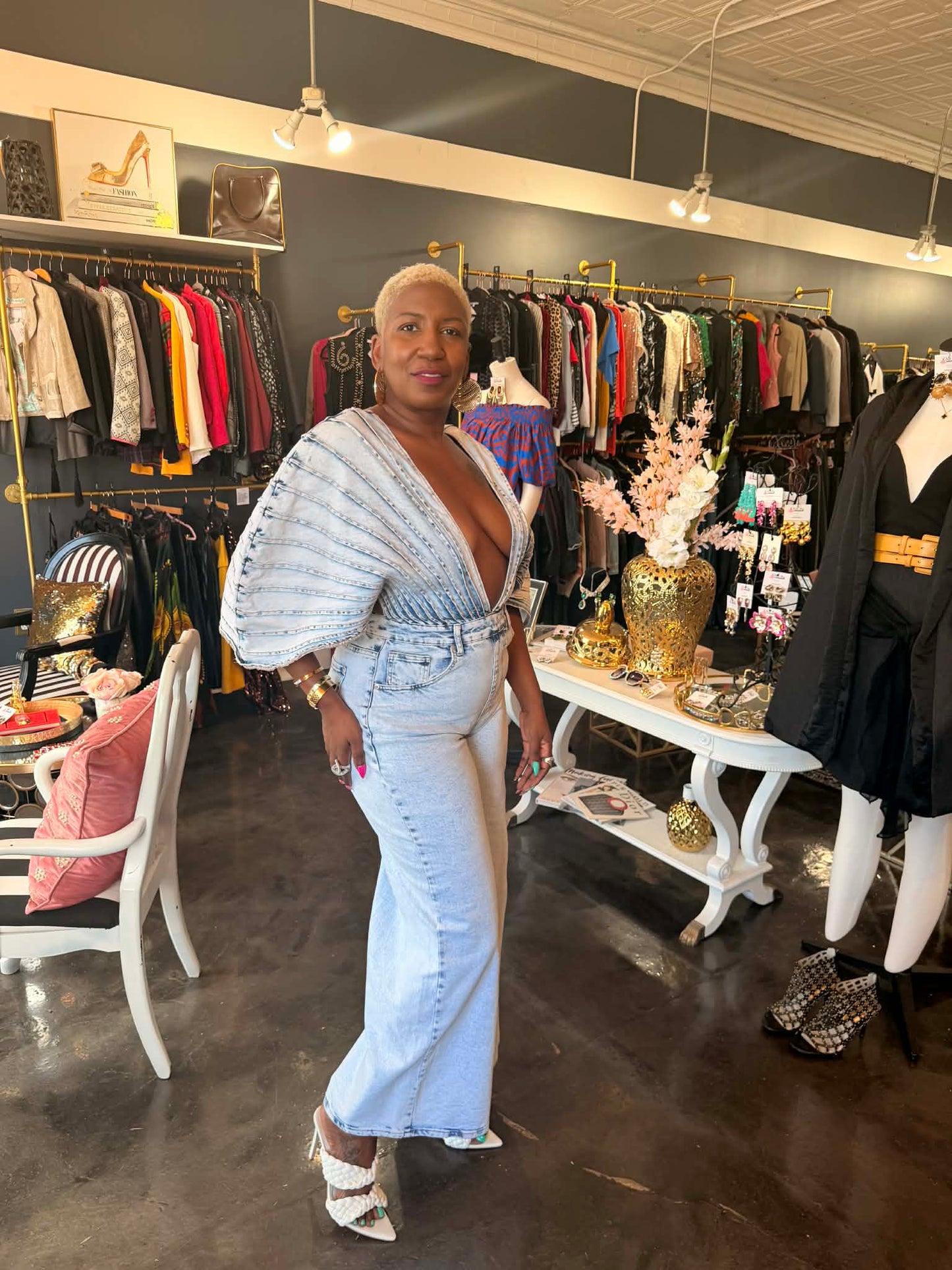 Akira Accordion  Denim Jumpsuit