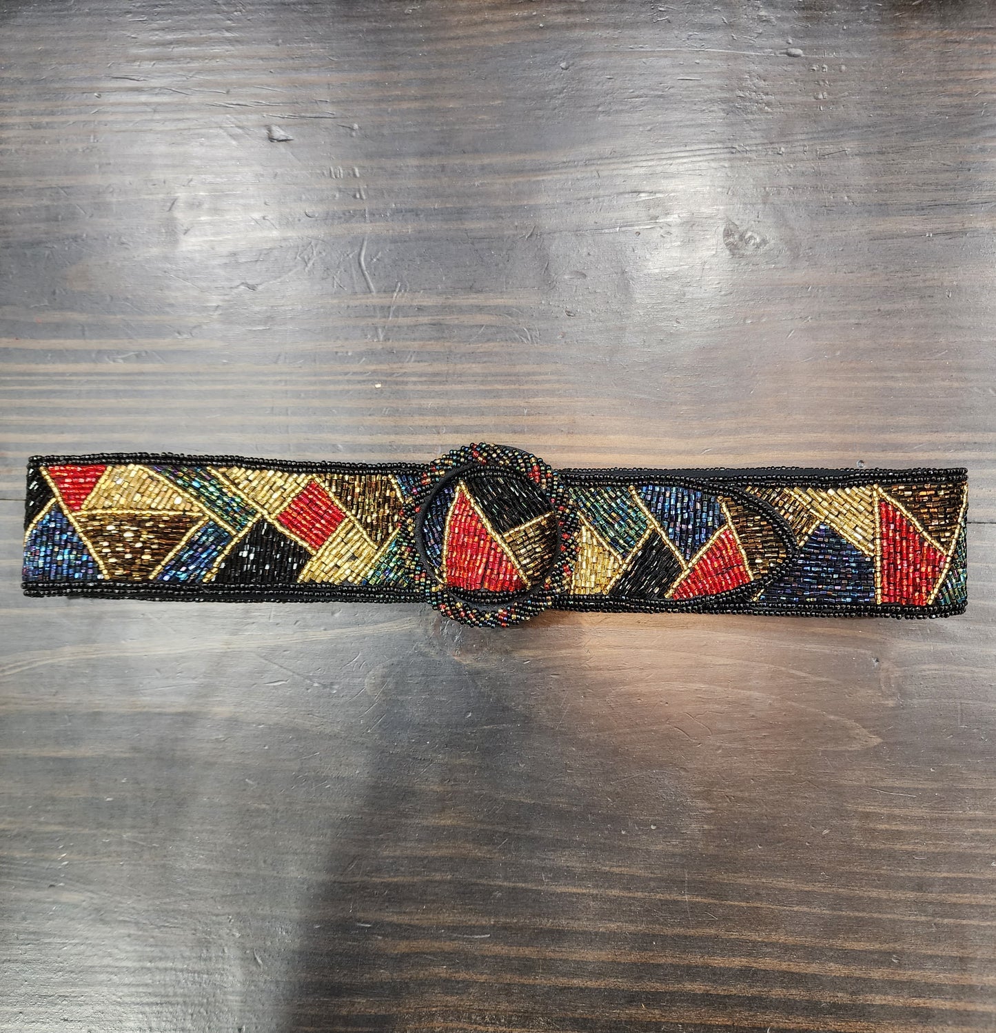Vintage Colorful Beaded Belt Small
