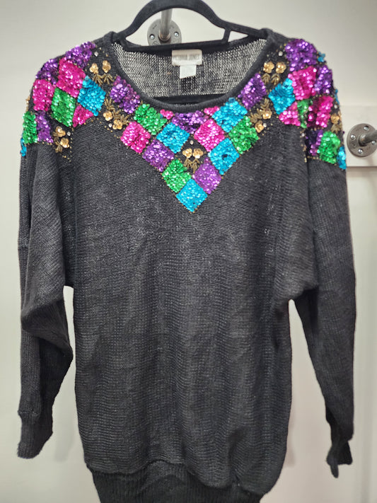 Vintage Victoria Jones sequin Sweater Med