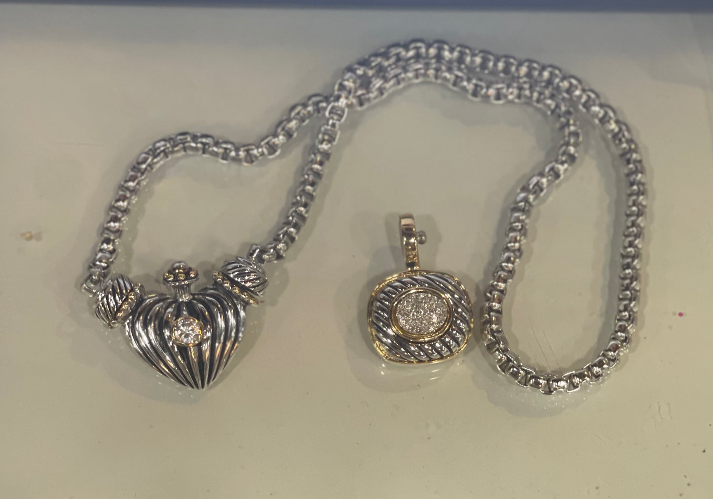 Silver Box chain with two Interchangeable Pendants