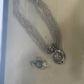 Silver Multi Strand Necklace w/ two interchangeable pendants